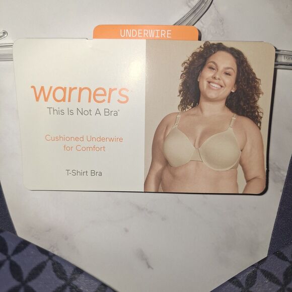 Warners This Is Not A Bra Underwire T-Shirt Bra 36D NWT 01593 Gunmetal Geo Print - Picture 6 of 8